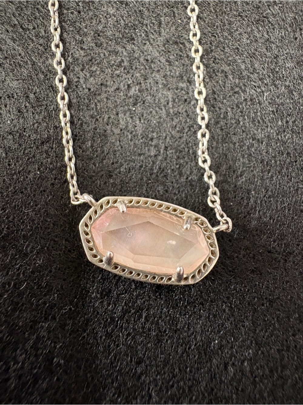 Kendra Scott Elisa Silver Pink Stone Pendant Necklace - Women Jewelry